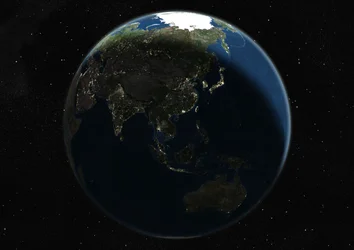 Globe Centred on Asia and Oceania, True Colour Satellite Image